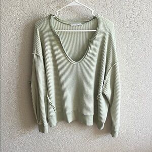 Carly Jean- Light Green Waffle Knit Sweater